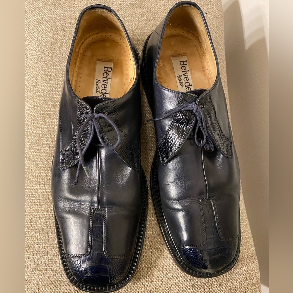 Belvedere Florence Men's Oxfords Dress Shoe in Black Leather